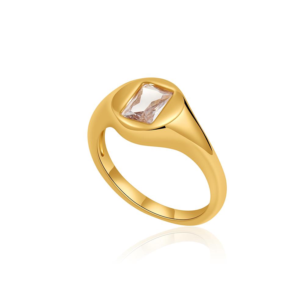 

Shiny Square CZ Zircon Round Ring for Women 18K Gold Plated Stainless Steel Waterproof Ring Exquisite Wedding Jewelry Gifts 6 Size