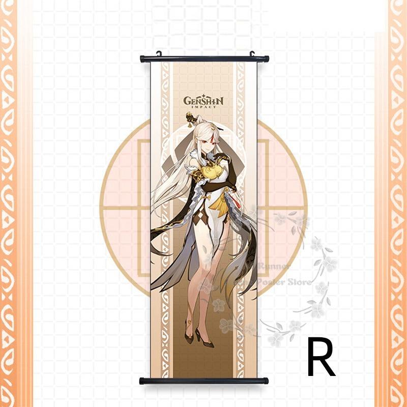 Impact Genshin Scroll Hanging Painting Anime Character Bedroom Decoration Painting Comic Exhibition Two-Dimensional Poster