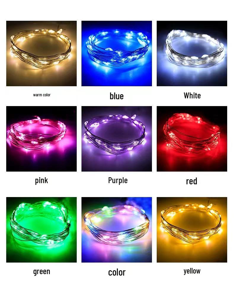 Ghirlandă Luminoasă Impermeabilă cu 8 Funcții cu Telecomandă – Lumini Decorative LED cu Fir de Cupru Alimentate cu Baterii