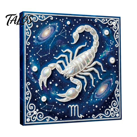 Rhinestone Art Set DIY Faux Pearl Painting Kit, 12 Constellation for Handmade Fake Adults Beginners, Wooden Frame Wall Decoration Crafts