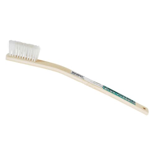 

SK11 Bamboo Brush, Long Nylon Bristles, Curved Handle, No. 124, for Cleaning Kitchen, Bathroom, and Other Wet Areas