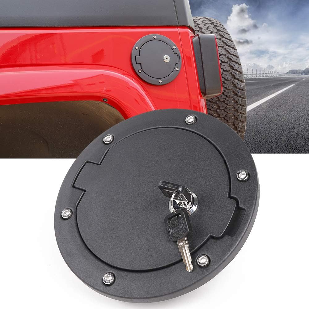 Fuel Door Cover JeCar Locking Gas Cap Cover For 2007-2018 Jeep Wrangler JK & Unlimited