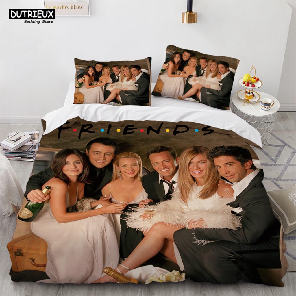 Neue Freunde Sets Bettbezug mit Kissenbezug Twin Full Queen King Doppel Einzelgröße Bettbezug Frauen Erwachsene Teenager Bettwäscheset