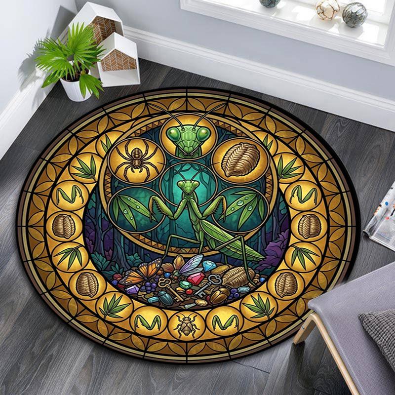 Forest Creatures Glass Round Area Rug Under Office Chairs Bedroom Living Room Home Decor