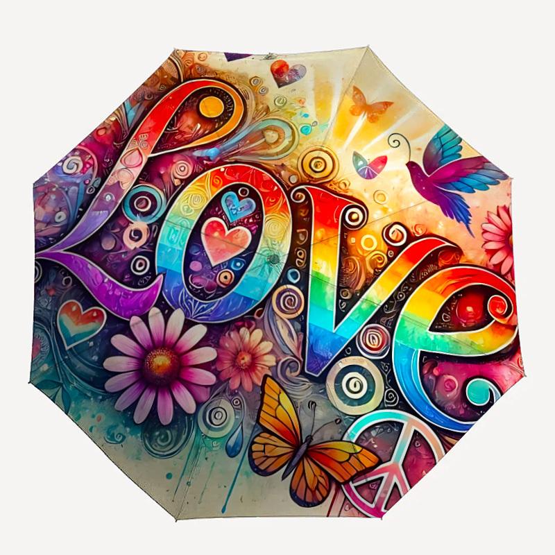 1pc Love, Peace Automatic Open/Close Umbrella, Lightweight for Women/Men, Perfect Gift - for Everyday or Holiday Eventsyy251127100