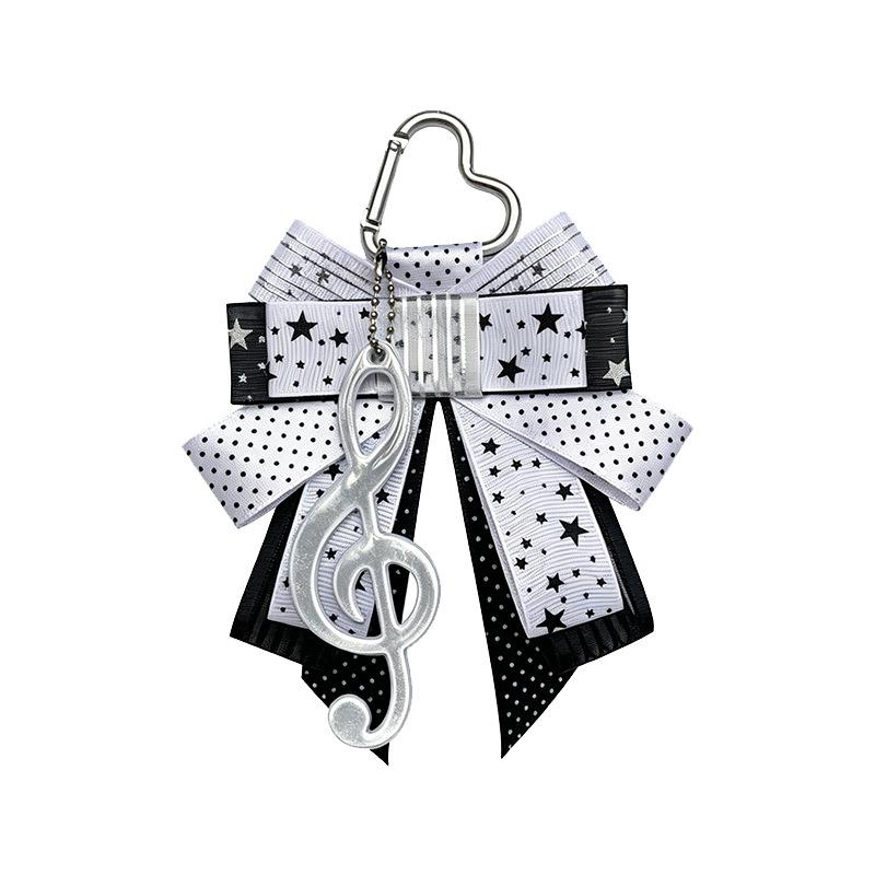 Kawaii Cartoon Music Note Bow Ribbon Ita Bag Pendant Delicate Ins Handmade Key Holder for Schoolgirl Keychain Charm for Bag