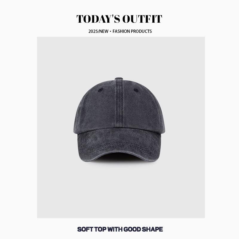 Men's Big Head Hat  Four Seasons Sun Hat  Washing Denim Baseball Hat  Women's Face  Small Old Gray Baseball Cap