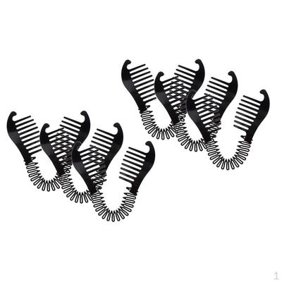 6 Pcs Black Plastic Updo Bun Comb Clip