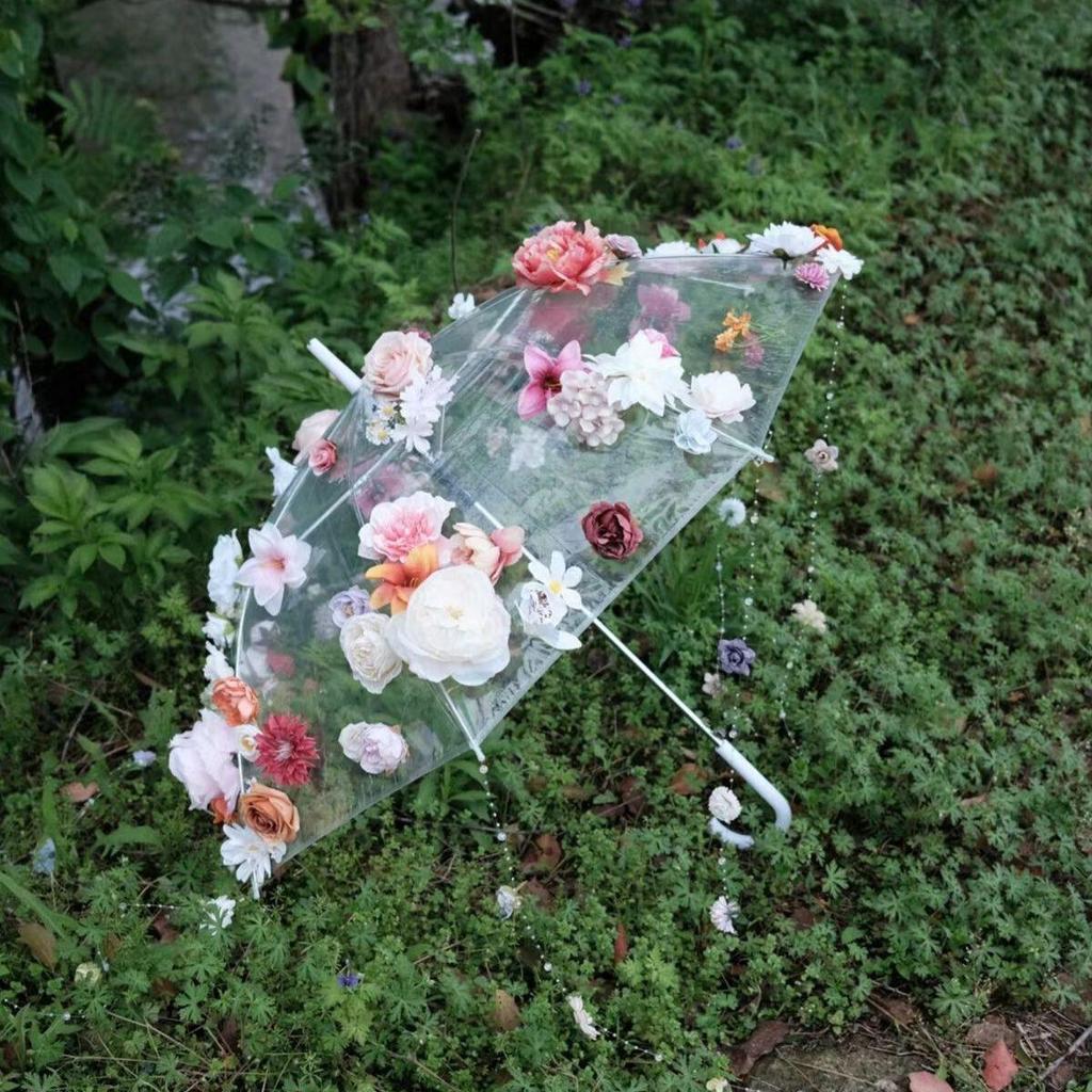 Çocuklar ve Yetişkinler İçin Orijinal Bahar Çiçekli Şemsiye - Hanfu Fotoğrafçılığı ve Podyumlar İçin İdeal.