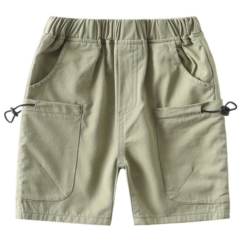 Boys' Pure Color Fifth Pants Children's Clothing Summer Kids Bermuda Shorts Baby Boys' Large Pocket Low Waist Washed Shorts