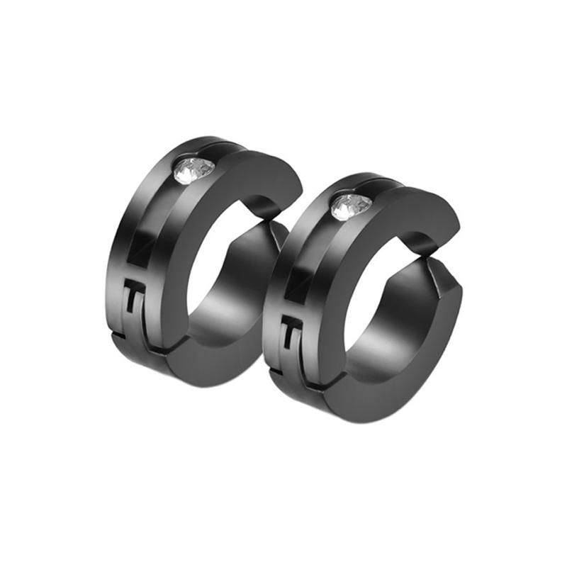 2pieces Punk Titanium Steel Ear Clip Earrings For Men Women Print Pattern Black No Pierced Fake Ear Circle New Pop Jewelry