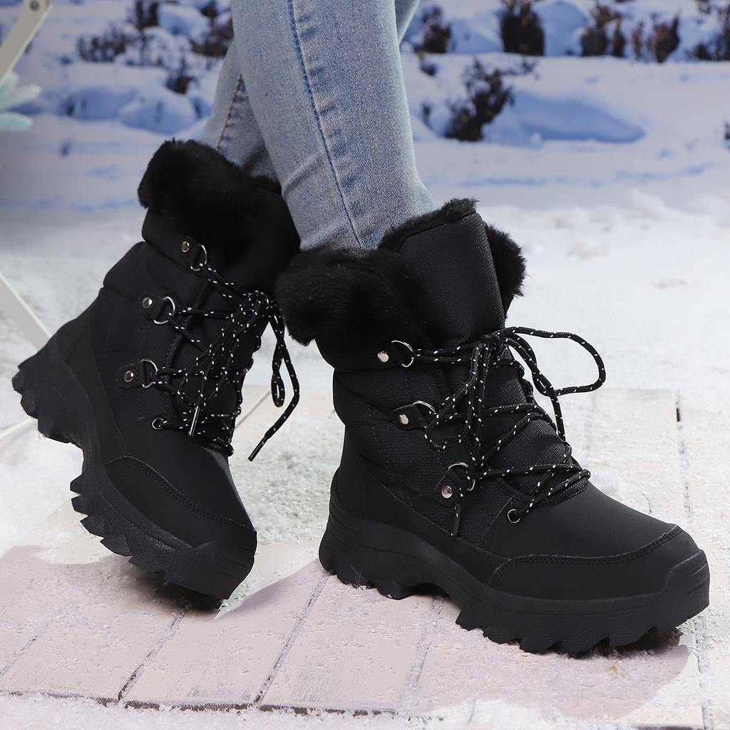 TUINANLE Women's Winter Boots Plus Velvet Warm High-top Hiking Shoes for Women Non-slip Outdoor Ladies Snow Boots