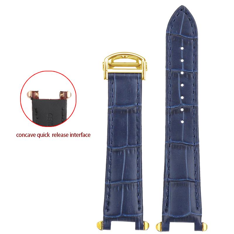 

Оригінальний шкіряний ремінець для Cartier PASHA WGPA0019/0026 W2PA0014 Серії Зі виїмкою Ремінець для годинника Чорно-синій Ремінець для годинника Браслет Ремінь 19x12mm