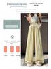 High-Waist Lace Splice Women's Spring/Summer Loose Straight-Leg Pants