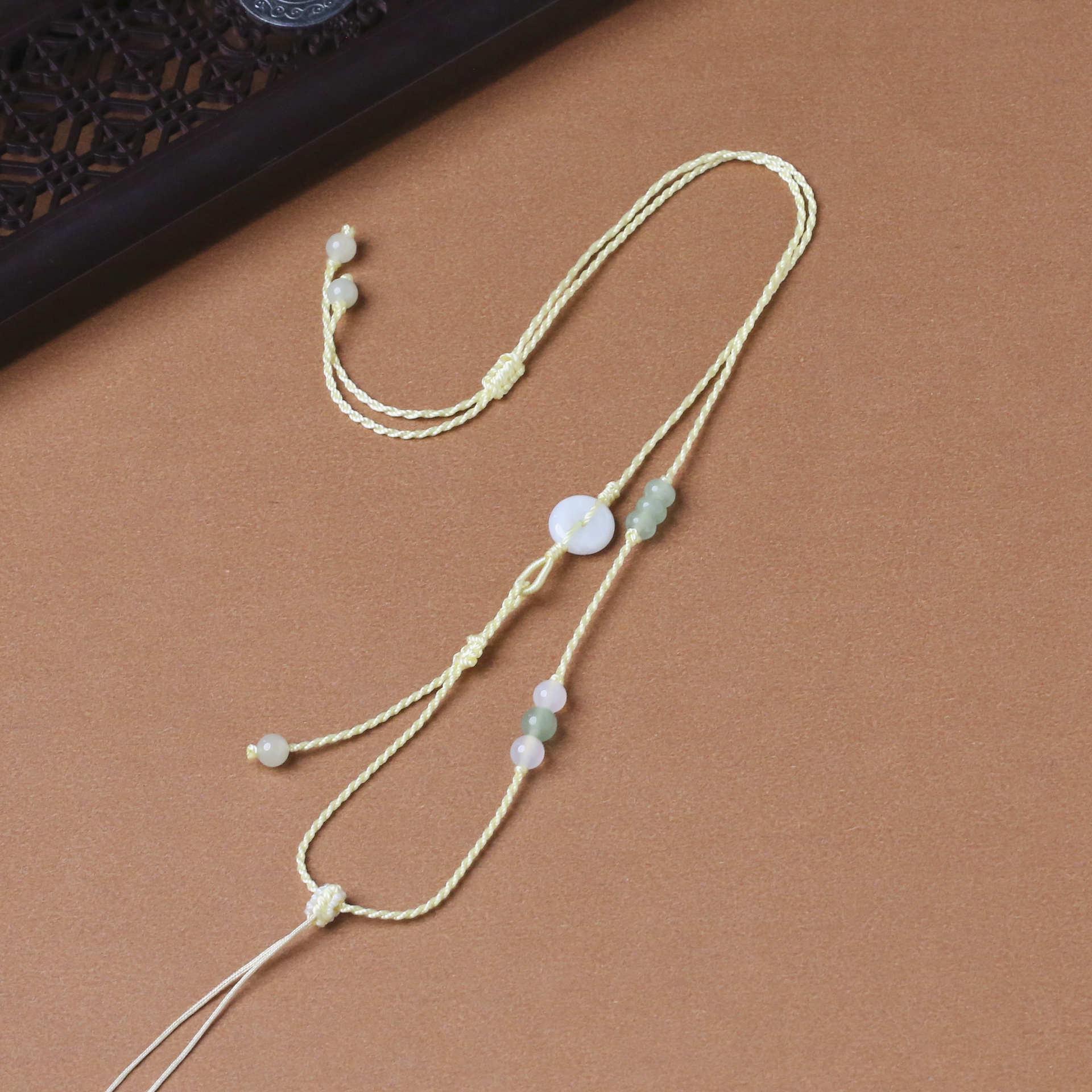 Роскошное унисекс ожерелье-подвеска Нефритовая пряжка мира с тонким красным шнурком