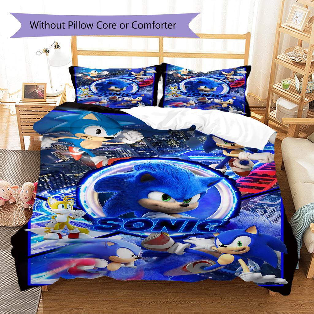 Flashy Hedgehog Pattern Bedding Quilt Set Quilt Cover Pillowcase Home Decoration Gift (1 * duvet cover + 2 * pillowcase, without core)