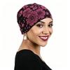 Soft Material Hijab Inner Undercap Glitter Floral Print Chemo Head Wrap  For Hair Loss