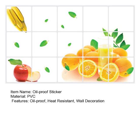 Oil-proof Kitchen Wall Sticker Orange Fruit Self-adhesive Waterproof Heat Resistant Bathroom Kitchen Wall Art Decal Decoration