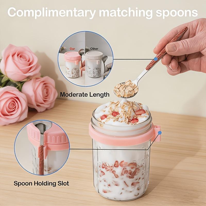 4er- oder 8er-Pack 16oz luftdichte Glas-Overnight-Oats-Gläser mit Deckeln und Löffeln, ideal für Joghurt, Müsli und als tragbare Aufbewahrung für das Mittagessen im Büro.