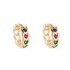 Colorful Zircon Heart Stud Earrings - Rainbow Rhinestone Heart-Shaped Earrings for Women Jewelry
