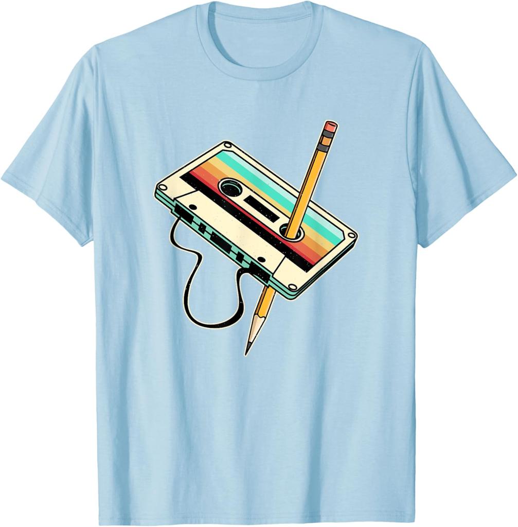 80s 90s Retro Party Costume Nostalgia Cassette TShirt Graphic Tee Unisex Casual Cotton TShirt