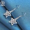 925 Sterling Silver AAA Zircon Star Drop Earring Jewelry