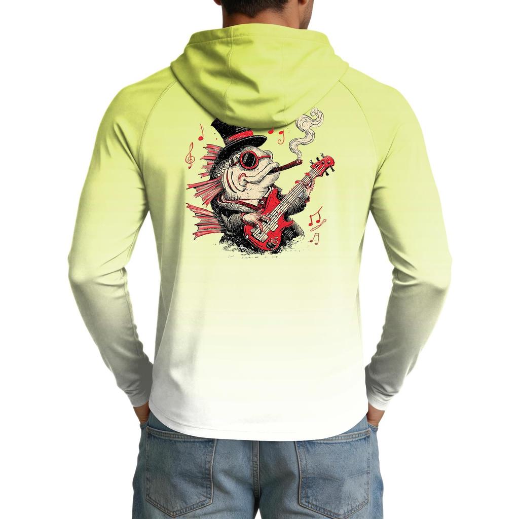 Men's UPF50+ Sun Protection Cooling Shirt Long Sleeve Hooded Outdoor Sports Fishing Stretch Lightweight Breathable Top