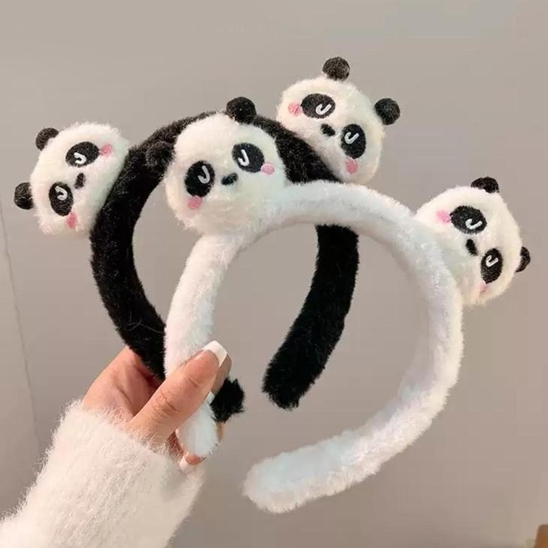Cute Panda Plush Headband for Women Korean Style Hairband Headpieces Fashion Hair Accessory for Face Wash
