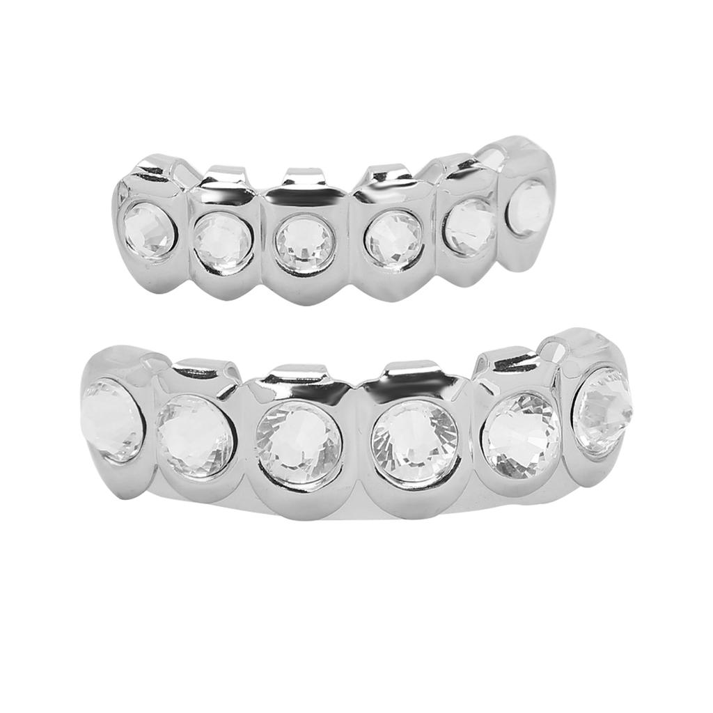 Upper Lower Shining Hip Hop False Teeth Set Halloween Festival Teeth Decoration Brace