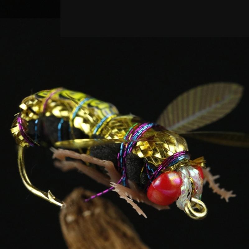2pcs Fly Fishing Hook Baits Fishing Tackle Gear Fly Bees Floating Lure Artificial Insect Lures Attractant Baits