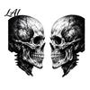 Sunproof Decorative Glass Stickers Halloween Skull Static Window Sticker Realistic Skeleton Decal Waterproof PVC Clings Retro Art Mural for