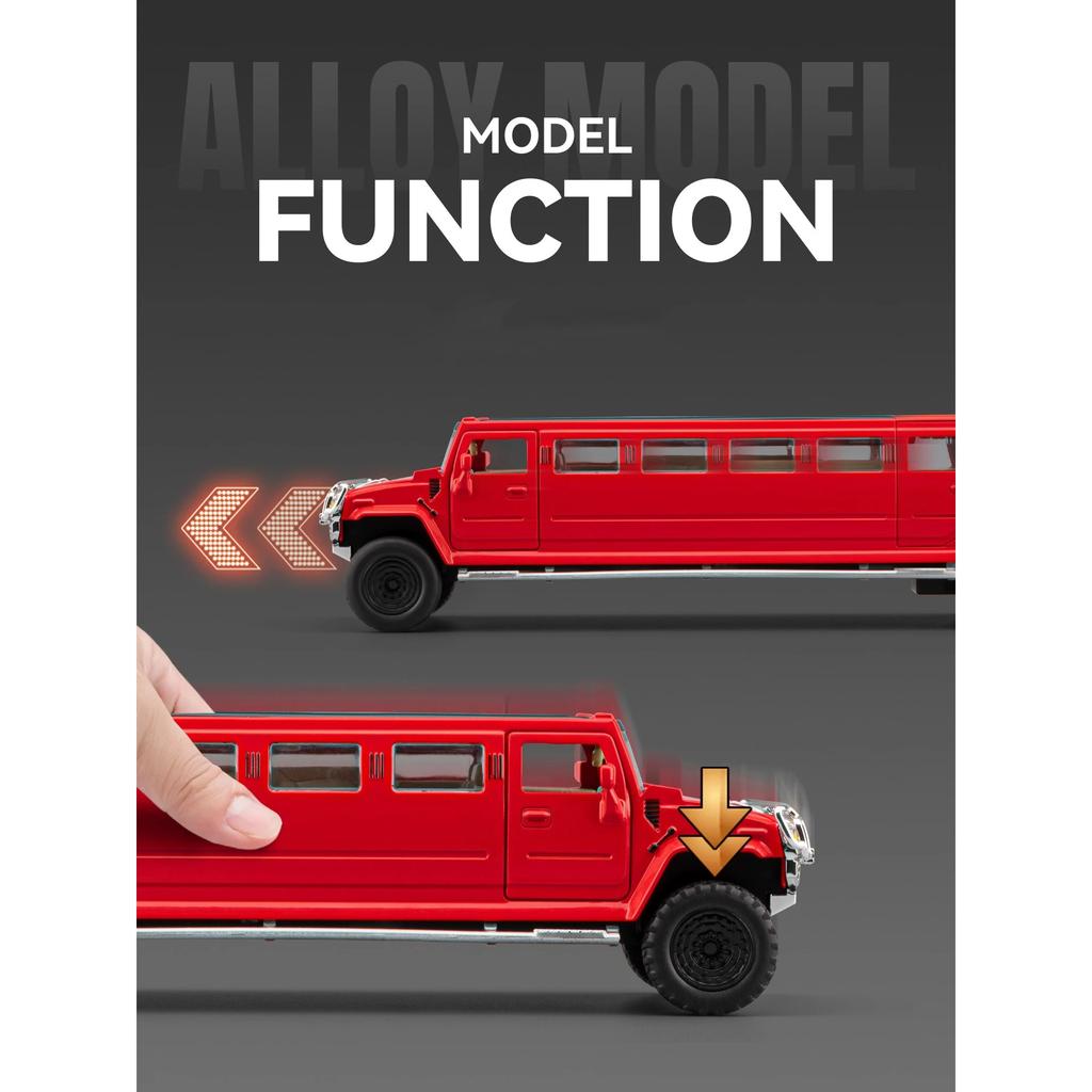 NEW 1/32 Hummer H2 Limousine Alloy Model Car Toy Diecasts Metal Casting Sound and Light Car Toys for Children Vehicle
