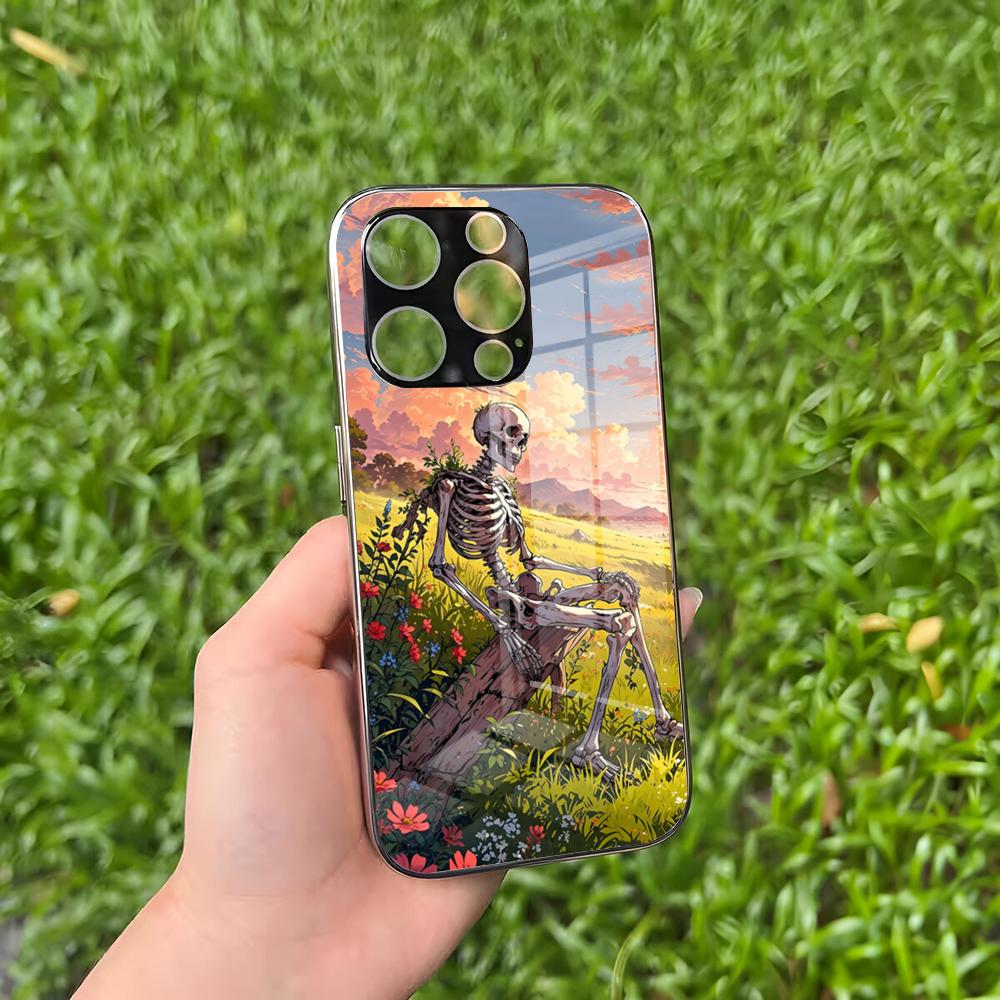 

Skeleton Art Phone Case For IPhone 16 15 14 13 12 11 Pro Max Plus Mini MagSafe Glass Cover IPHONE14PLUS