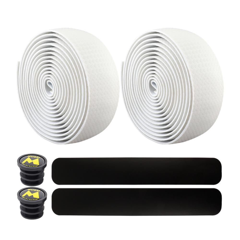 

Противоскользящая дышащая лента для руля велосипеда с 2 заглушками Новые ремешки для руля велосипеда белый