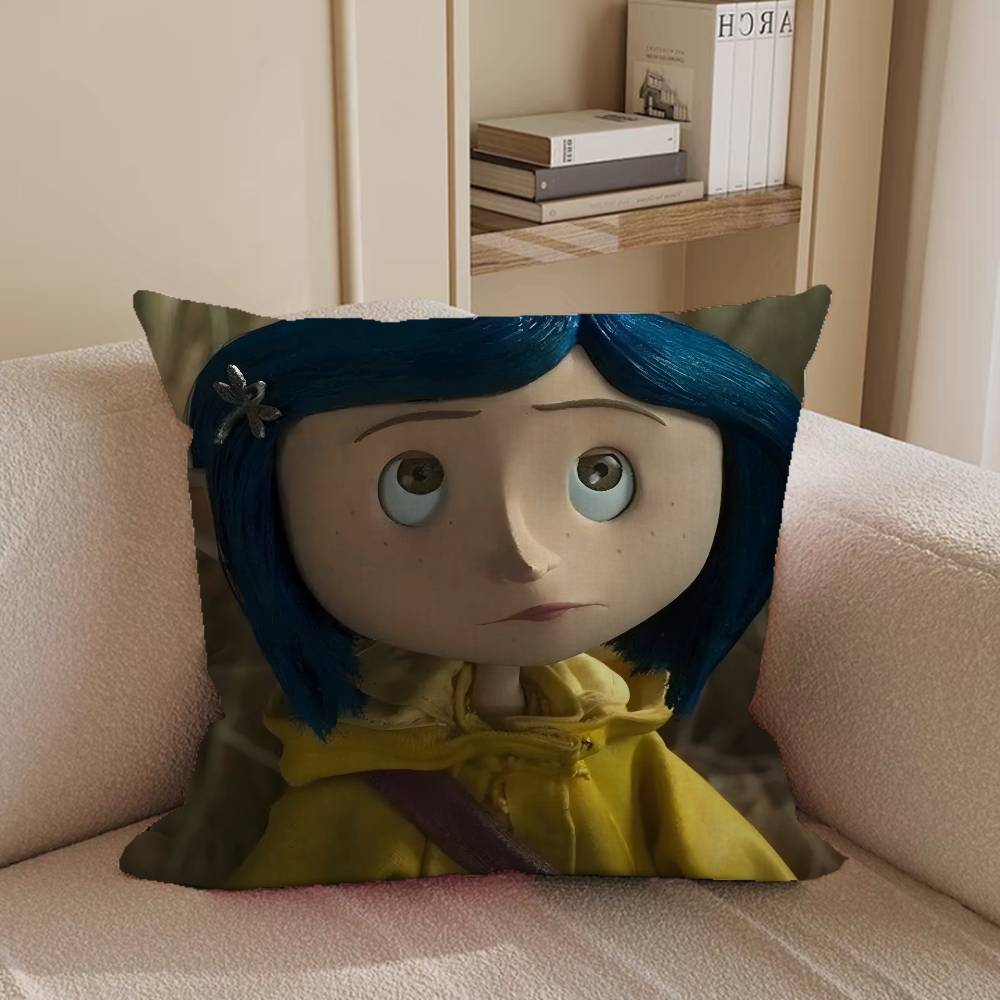 Anime Coralin Povlak na polštář Odnímatelný omyvatelný potah na polštář – Celoroční měkké lněné