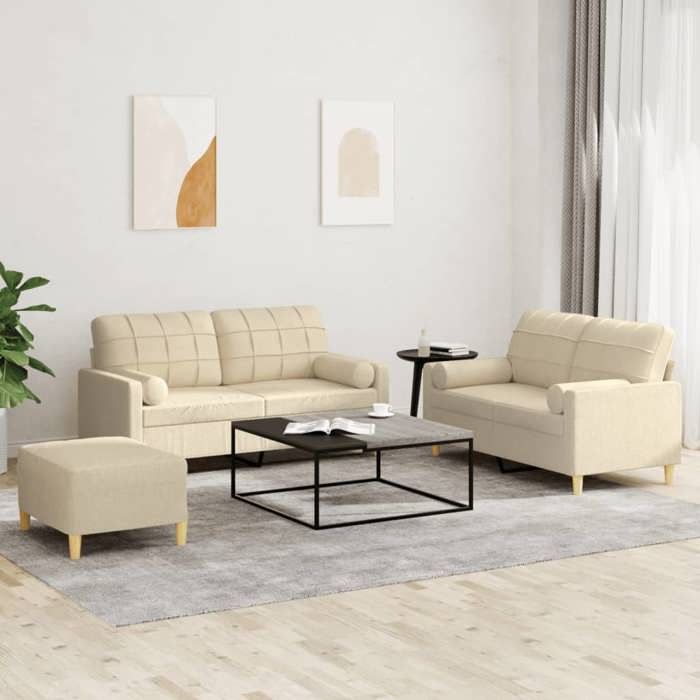 VidaXL Sofa Set with Cushions 3 Pcs, Sofas with Armrests and Backrest, Furniture Set with Footrest 3201300