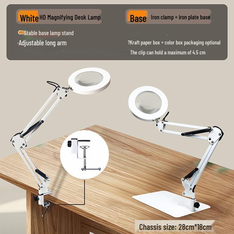LED Long Arm Desk Lamp with Magnifying Glass – Cross-Border Eye Protection for Reading, Learning, Welding, and Repairs