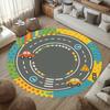 Fun Race Track Round Rug – Soft  Playful Floor Mat for Kids Room, Living Room or Under Swivel Chair, Perfect As a Child's Gift