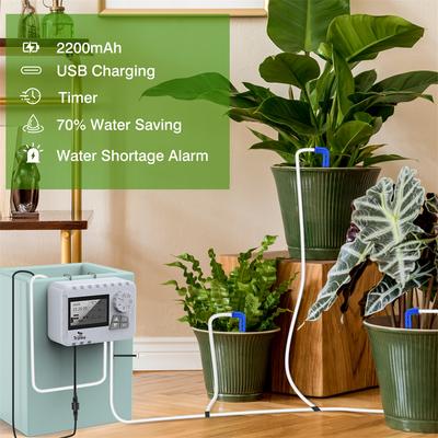 DIY Smart Tiefen-Tropfbewässerungssystem-Kit mit Wasserspeicher-Alarm und beweglichem hängendem Bewässerungsgerät für Gewächshaus-Terrasse