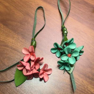 Fashion Cow Leather Flower Pendant Keychain Bag Charm Handbook Osmanthus Car Key Pendant Creative Pendant Tulip Bag Accessories