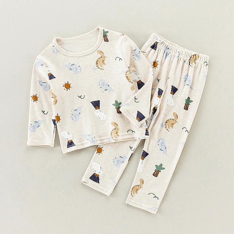 

Дитячий бавовняний піжамний комплект у корейському стилі - Теплий двокомпонентний одяг для сну для хлопчиків та дівчаток на весну/осінь 130cm