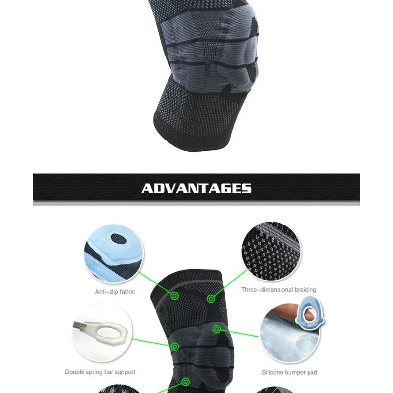 1 Pc Knee Brace Strap Patella Medial Support Strong Meniscus Silicone Compression Protection Sport Knee Pads Running Basketball