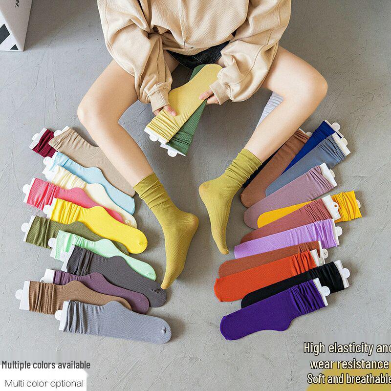 Bingbing Women's Trendy Mid-Calf Scrunched Socks - Summer To Autumn Versatile Style