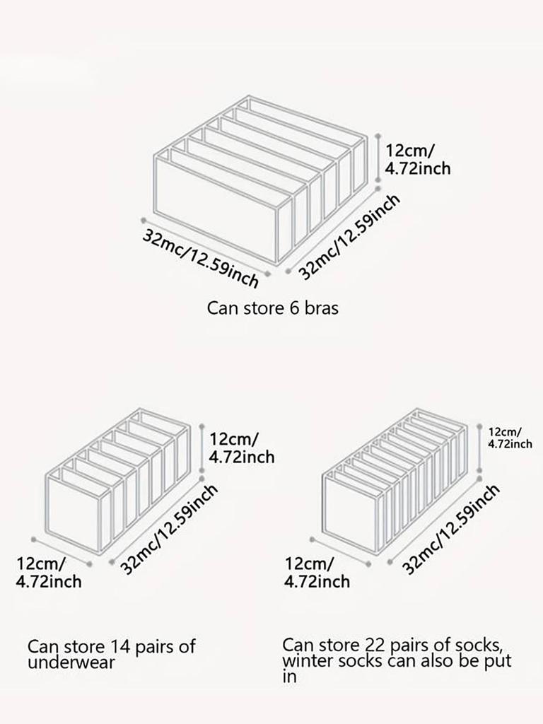 6PCS 6Pcs Multi-Grid Clear Mesh Box For Bras Panties Socks Foldable Wardrobe Organizer