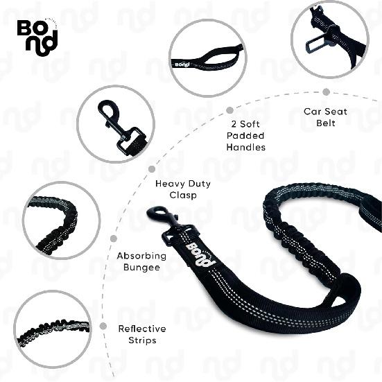 Bond Dog Running Leash Hands Free with Pouch, Hands Free Leash for Large Dogs, Pet Lead Running Belt for Walking & Canicross Belt, Includes Waist