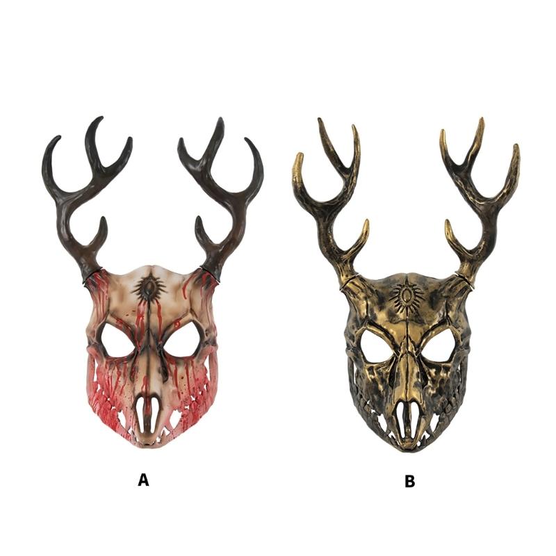 Reindeer Mask Full Face Mask Masquerade Mask Antler Mask Deer Head Mask Halloween Party Mask Carnivals Mask