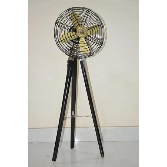 Ventilatore antico della Royal Navy, ventilatore da pavimento con treppiede in legno nero, ideale come regalo