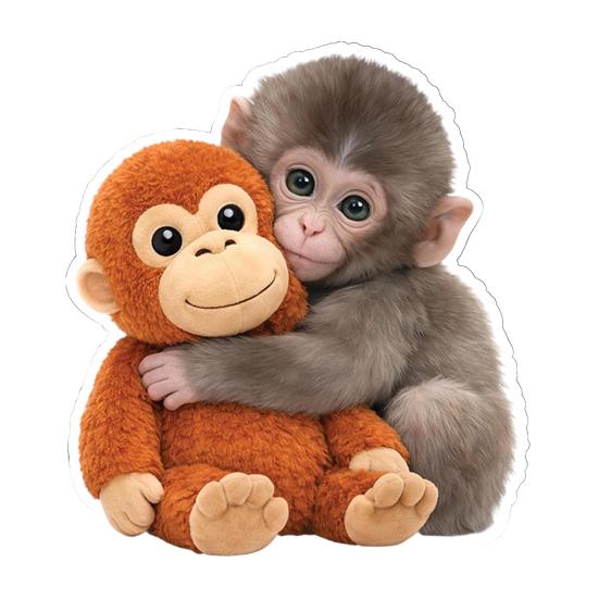 Protect Punch The Monkey Decals Car Laptop Sticker Cute Monkey Holding Plush Toy Vinyl Stickers Easy to Apply/Remove Fun Nursery 1pc