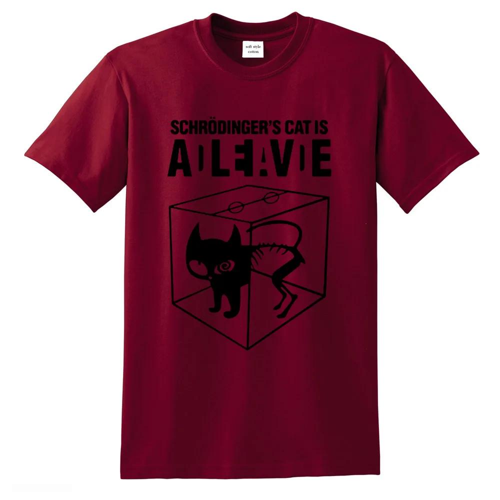 Men's T-shirt Top Quality Cotton Schrodinger's Cat Print Men T Shirt Crew Neck Casual The Big Bang Theory Mens Tshirt Geometric