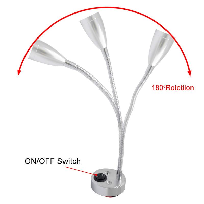 3500K 12V RV Interior Reading Lamp Warm LED Switch Spot Reading Light Accessories Van Caravan Boat Motorhome Yacht Boat Truck